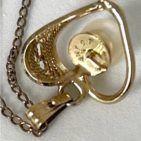 Vintage necklace, 12ktgf pearl heart pendant pearl - Picture 3 of 5